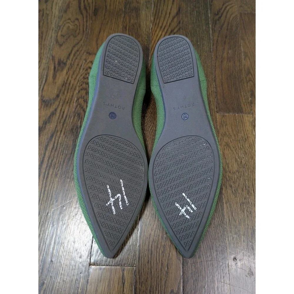 Rothy's The Point Womens Size 13W Green Washable Flats Brand New Without Insoles